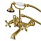 Kingston Brass AE557T7 Aqua Vintage 7-Inch Wall Mount Tub Faucet with Hand Shower, Brushed Brass
