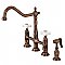 Kingston Brass KS127PXBSAC Heritage Bridge Kitchen Faucet with Brass Sprayer, Antique Copper