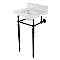 Kingston Brass KVPB1917M8SQ0 Edwardian 19" Carrara Marble Console Sink with Brass Legs (8" Faucet Drillings), Marble White/Matte Black
