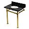 Kingston Brass KVPK30KOQ7 Monarch 30" Black Granite Console Sink with Stainless Steel Legs (8-Inch - 3-Hole) - Black Granite/Brushed Brass