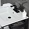 Kingston Brass VWP2522W4A0 Quadras 25-Inch Ceramic Console Sink (4-Inch, 3-Hole), White/Matte Black
