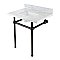 Kingston Brass KVBH3022M8SQ5 Addington 30" Console Sink with Brass Legs (8-Inch, 3 Hole), Marble White/Oil Rubbed Bronze