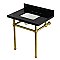 Kingston Brass KVPK3030KBSQ7 Templeton 30" Black Granite Console Sink with Brass Legs (8-Inch - 3-Hole) - Black Granite/Brushed Brass