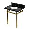 Kingston Brass KVPK30KB7 Templeton 30" Black Granite Console Sink with Brass Legs (8-Inch - 3-Hole) - Black Granite/Brushed Brass