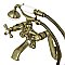 Kingston Brass KS269AB Kingston Tub Wall Mount Clawfoot Tub Faucet with Hand Shower, Antique Brass