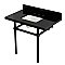 Kingston Brass KVPK3630KBSQ0 Templeton 36" Black Granite Console Sink with Brass Legs (8-Inch - 3-Hole) - Black Granite/Matte Black