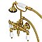 Aqua Vintage AE23T7 Vintage 3-3/8 Inch Wall Mount Tub Faucet with Hand Shower, Brushed Brass