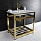 Kingston Brass VWP3122A2 Quadras 31-Inch Ceramic Console Sink (1-Hole), White/Polished Brass