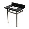 Kingston Brass KVPK30KBSQ8 Templeton 30" Black Granite Console Sink with Brass Legs (8-Inch - 3-Hole) - Black Granite/Brushed Nickel