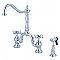 Kingston Brass KS7751AXBS English Country Bridge Kitchen Faucet with Brass Sprayer, Polished Chrome