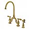 Kingston Brass KS7797BALBS Heirloom Bridge Kitchen Faucet with Brass Sprayer, Brushed Brass