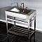 Kingston Brass KVSP3722A8 Fauceture 37" Stainless Steel Sink with Steel Console Sink Base, Brushed/Brushed Nickel