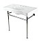 Fauceture VPB28140W86 Bristol 36" Ceramic Console Sink with Stainless Steel Legs, White/Polished Nickel