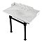 Kingston Brass LMS36MOQ0 Viceroy 36" Carrara Marble Console Sink with Stainless Steel Legs, Marble White/Matte Black