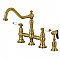 Kingston Brass KS3277PLBS Restoration 8-Inch Bridge Kitchen Faucet with Sprayer, Brushed Brass