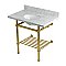 Kingston Brass KVPB36MBB7 Templeton 36" Console Sink with Brass Legs (8-Inch, 3 Hole), Carrara Marble/Brushed Brass