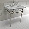 Kingston Brass KVPB3022M8SQ6 Edwardian 30" Console Sink with Brass Legs (8-Inch, 3 Hole), Marble White/Polished Nickel