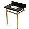 Kingston Brass KVPK30KSQ7 Monarch 30" Black Granite Console Sink with Stainless Steel Legs (8-Inch - 3-Hole) - Black Granite/Brushed Brass