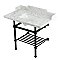Kingston Brass LMS3630MBSQB0 Pemberton 36" Console Sink with Brass Legs (8-Inch, 3 Hole), Marble White/Matte Black