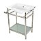 Kingston Brass VPB24187W16 24-Inch Ceramic Console Sink (1-Hole), White/Polished Nickel