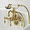 Kingston Brass CA1007T2 Heritage 3-3/8" Tub Wall Mount Clawfoot Tub Faucet with Hand Shower, Polished Brass