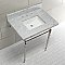 Kingston Brass KVPB3022M8SQ6 Edwardian 30" Console Sink with Brass Legs (8-Inch, 3 Hole), Marble White/Polished Nickel