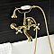 Kingston Brass AE557T7 Aqua Vintage 7-Inch Wall Mount Tub Faucet with Hand Shower, Brushed Brass
