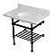 Kingston Brass KVPB3630MBB0 Templeton 36" Console Sink with Brass Legs (8-Inch, 3 Hole), Carrara Marble/Matte Black