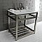 Kingston Brass VWP3122W8A8 Quadras 31-Inch Ceramic Console Sink (8-Inch, 3-Hole), White/Brushed Nickel