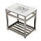 Kingston Brass VWP3122W8A8 Quadras 31-Inch Ceramic Console Sink (8-Inch, 3-Hole), White/Brushed Nickel