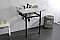 Kingston Brass LMS30MB0 Pemberton 30" Carrara Marble Console Sink with Brass Legs, Marble White/Matte Black