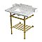 Kingston Brass LMS36MBSQB7 Pemberton 36" Console Sink with Brass Legs (8-Inch, 3 Hole), Marble White/Brushed Brass