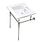 Kingston Brass KVPB25227W4PN Edwardian 25-Inch Console Sink with Brass Legs (4-Inch, 3 Hole), White/Polished Nickel