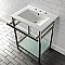 Kingston Brass VPB24187W86 24-Inch Ceramic Console Sink (8-Inch, 3-Hole), White/Polished Nickel