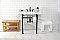 Kingston Brass LMS36M8SQ0ST Wesselman 36" Carrara Marble Console Sink with Stainless Steel Legs, Marble White/Matte Black