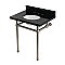 Kingston Brass KVPK30KB8 Templeton 30" Black Granite Console Sink with Brass Legs (8-Inch - 3-Hole) - Black Granite/Brushed Nickel
