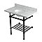 Kingston Brass KVPB36MBB0 Templeton 36" Console Sink with Brass Legs (8-Inch, 3 Hole), Carrara Marble/Matte Black