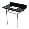 Kingston Brass KVPK3622K8SQ1 Edwardian 36" Black Granite Console Sink with Brass Legs (8-Inch - 3-Hole) - Black Granite/Polished Chrome