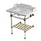 Kingston Brass LMS30MASQB7 Pemberton 30" Console Sink with Acrylic Legs (8-Inch, 3 Hole), Marble White/Brushed Brass