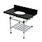 Kingston Brass KVPK3630KAB1 Templeton 36" Black Granite Console Sink with Acrylic Legs and Shelf (8-Inch - 3-Hole) - Black Granite/Polished Chrome