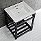 Kingston Brass VWP2522W4A0 Quadras 25-Inch Ceramic Console Sink (4-Inch, 3-Hole), White/Matte Black
