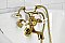 Kingston Brass KS225PXSB Kingston Tub Wall Mount Clawfoot Tub Faucet with Hand Shower, Brushed Brass