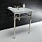 Kingston Brass KVPB25227W46 Dreyfuss 25" Console Sink with Stainless Steel Legs (4-Inch, 3 Hole), White/Polished Nickel