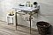 Kingston Brass LMS3022M87 Habsburg 30" Carrara Marble Console Sink with Brass Legs, Marble White/Brushed Brass
