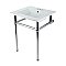 Kingston Brass KVBH25227W4B1 Addington 25" Console Sink with Brass Legs (4-Inch, 3 Hole), White/Polished Chrome