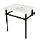 Kingston Brass KVBH31227W4B0 Addington 31" Console Sink with Brass Legs (8-Inch, 3 Hole), White/Matte Black