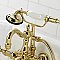 Kingston Brass CA1009T2 Heritage 3-3/8" Tub Wall Mount Clawfoot Tub Faucet with Hand Shower, Polished Brass