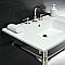 Kingston Brass KVPB31227W86 Dreyfuss 31" Console Sink with Stainless Steel Legs (8-Inch, 3 Hole), White/Polished Nickel