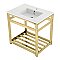 Kingston Brass VWP3122A2 Quadras 31-Inch Ceramic Console Sink (1-Hole), White/Polished Brass