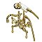 Kingston Brass CA1007T2 Heritage 3-3/8" Tub Wall Mount Clawfoot Tub Faucet with Hand Shower, Polished Brass